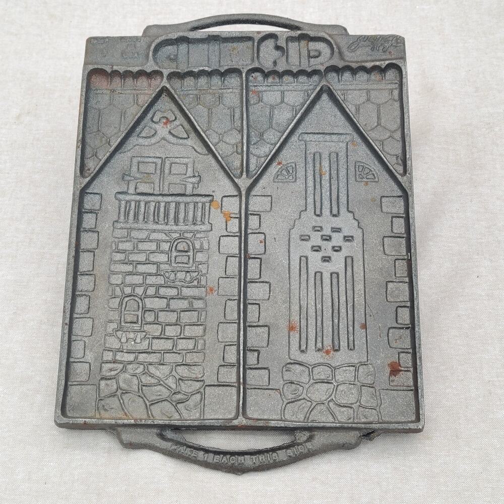 John Wright Cast Iron Gingerbread House Mold | Williams Sonoma 2-Sided Vintage